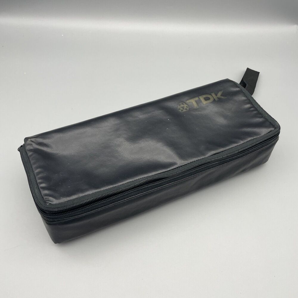 Vintage TDK Audio Cassette Holder 15 Tape Storage Nylon Tech Carry Strap